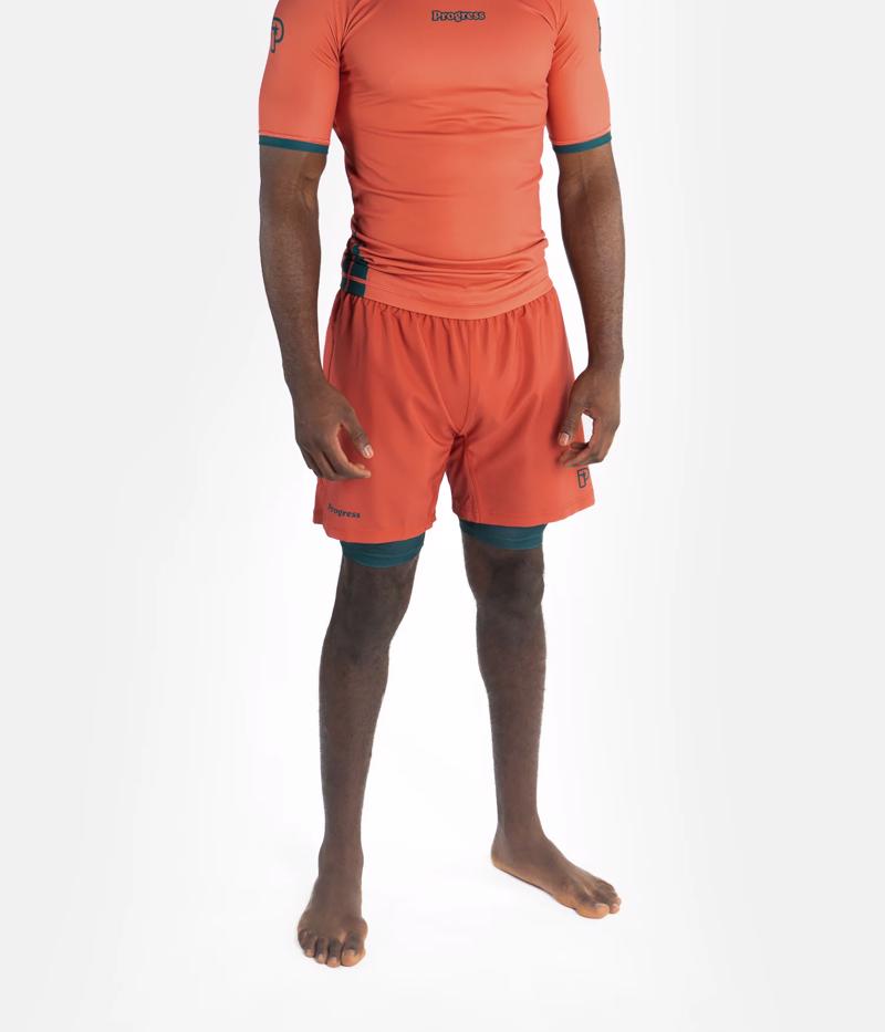 PROGRESS Hybrid academy grappling shorts - peach sunset