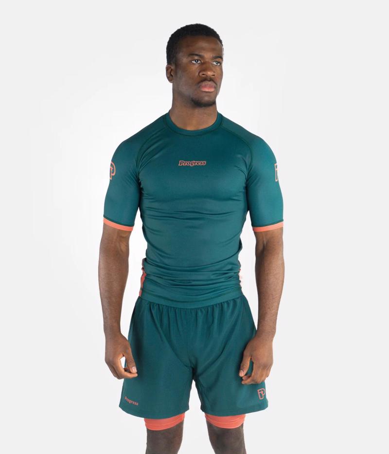 PROGRESS academy rashguard - deep forrest green