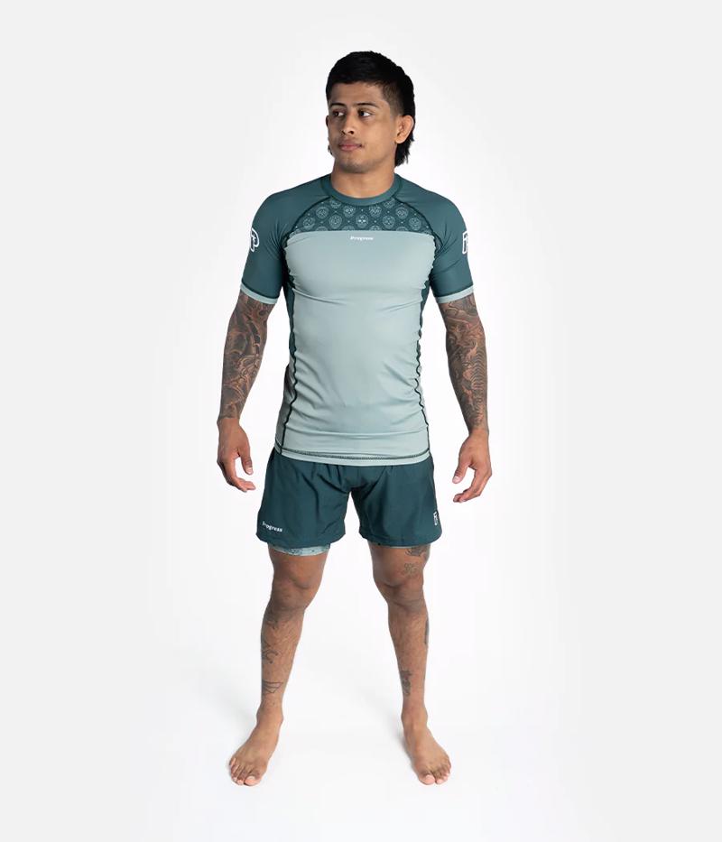PROGRESS Hybrid calavera grappling shorts - green