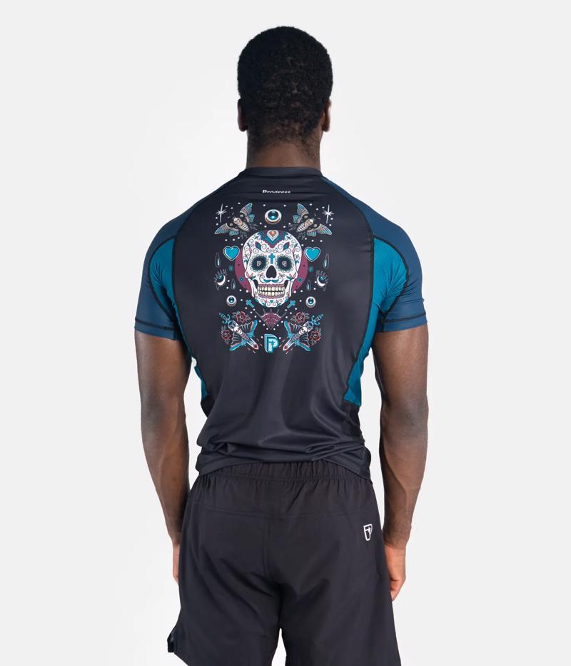 PROGRESS sugar skull rashguard - black