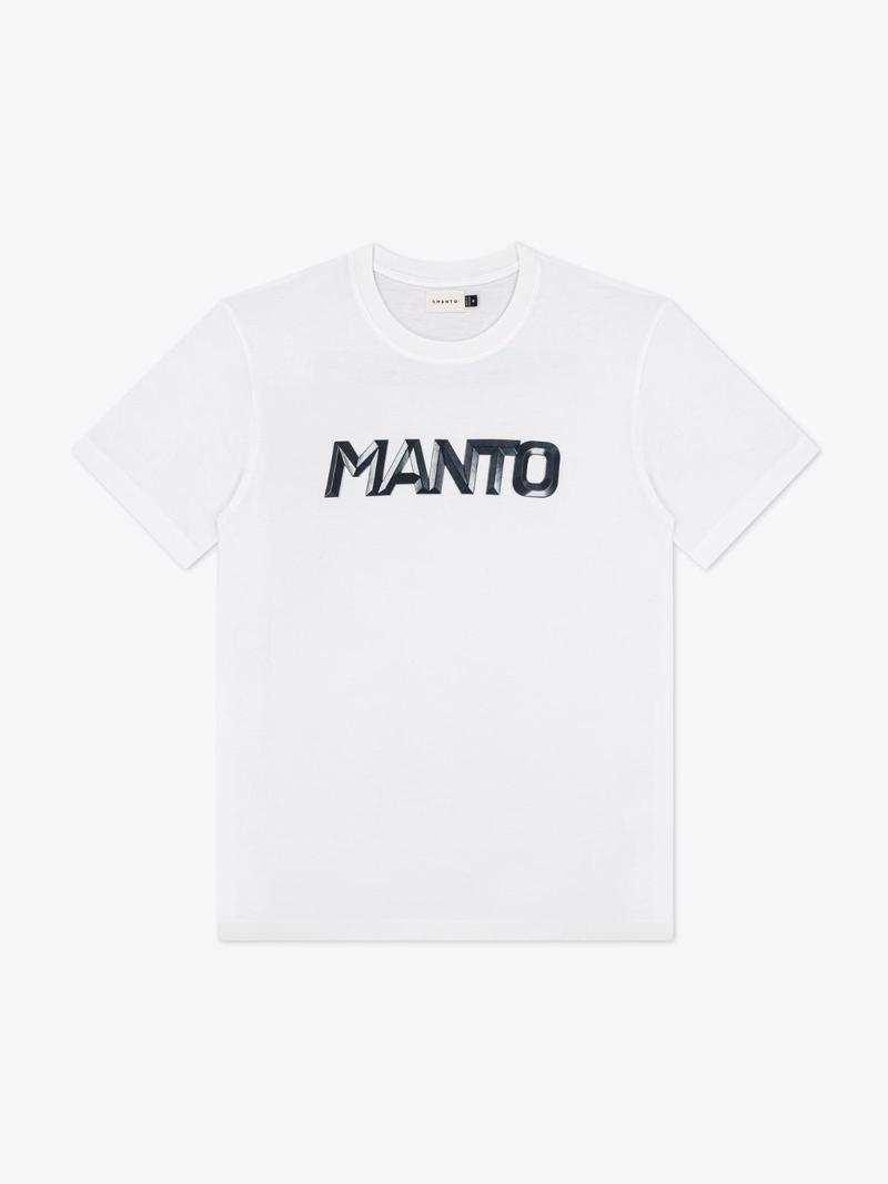 MANTO METAL LOGOtype tshirt- WHITE