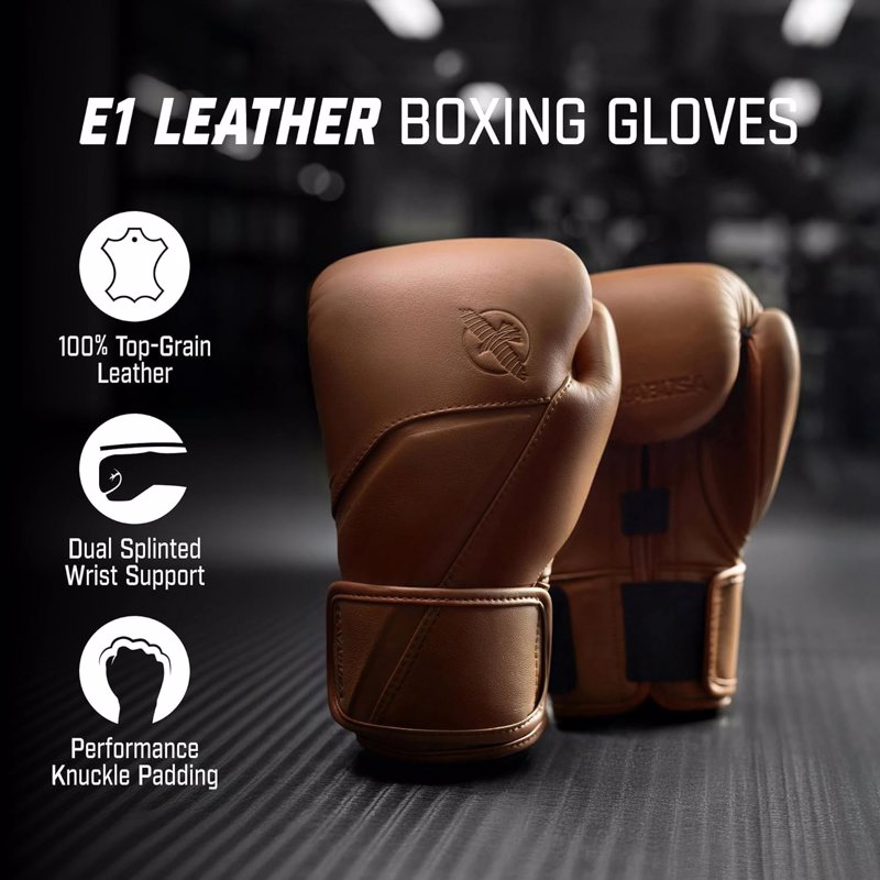 Hayabusa E1 Leather Boxing Gloves-brown
