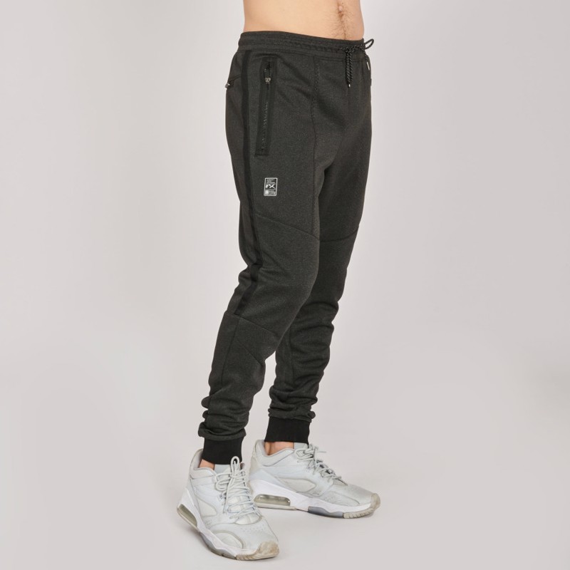 LEONE TROUSERS MELANGE - dark GREY