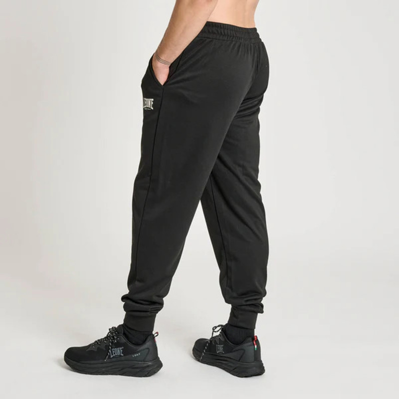 LEONE LIGHTWEIGHT LOGO TROUSERS- BLACK