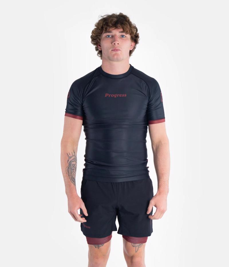 PROGRESS academy rashguard - black/maroon