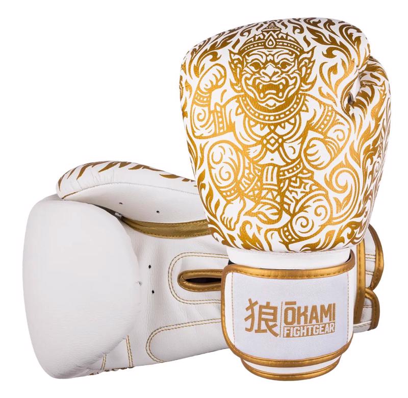 OKAMI Hanuman Muay Thai GLOVES -white/gold