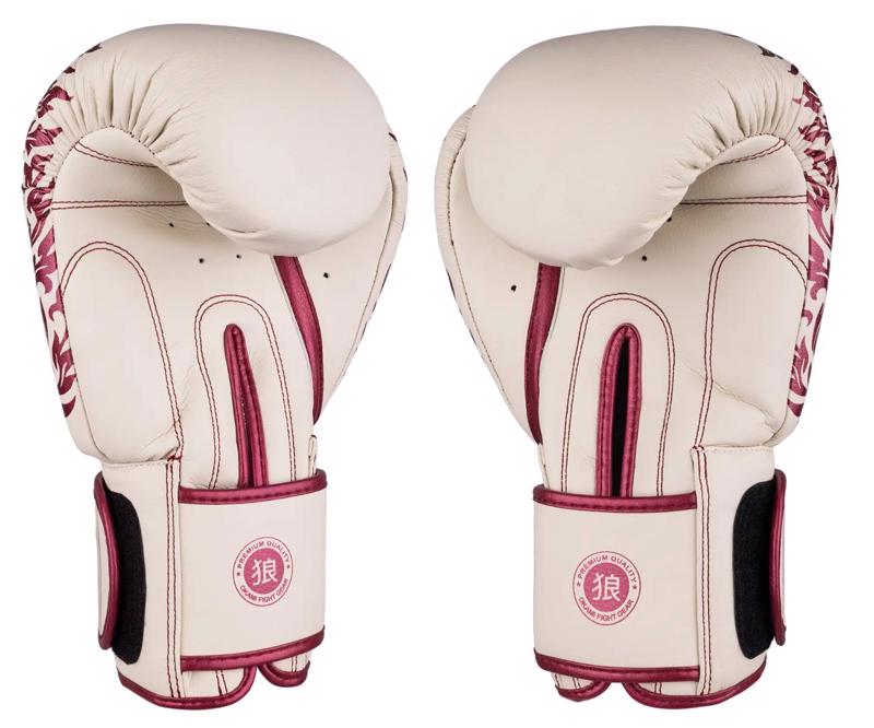 OKAMI Hanuman Muay Thai GLOVES -beige/wine red