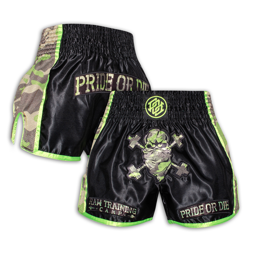 Details about   Pride Or Die Raw Training Camp Muay Thai Shorts Jungle 