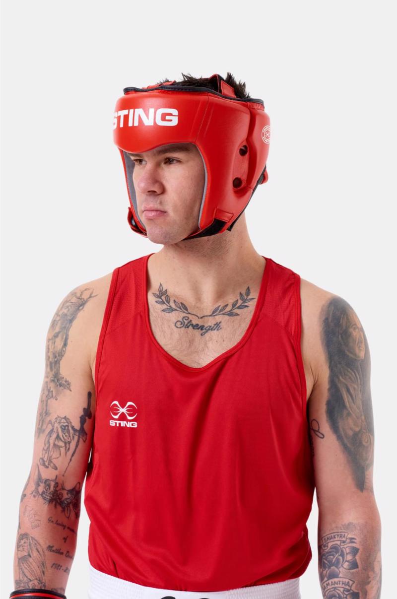 Sting sports Competition Approved Headguard -red