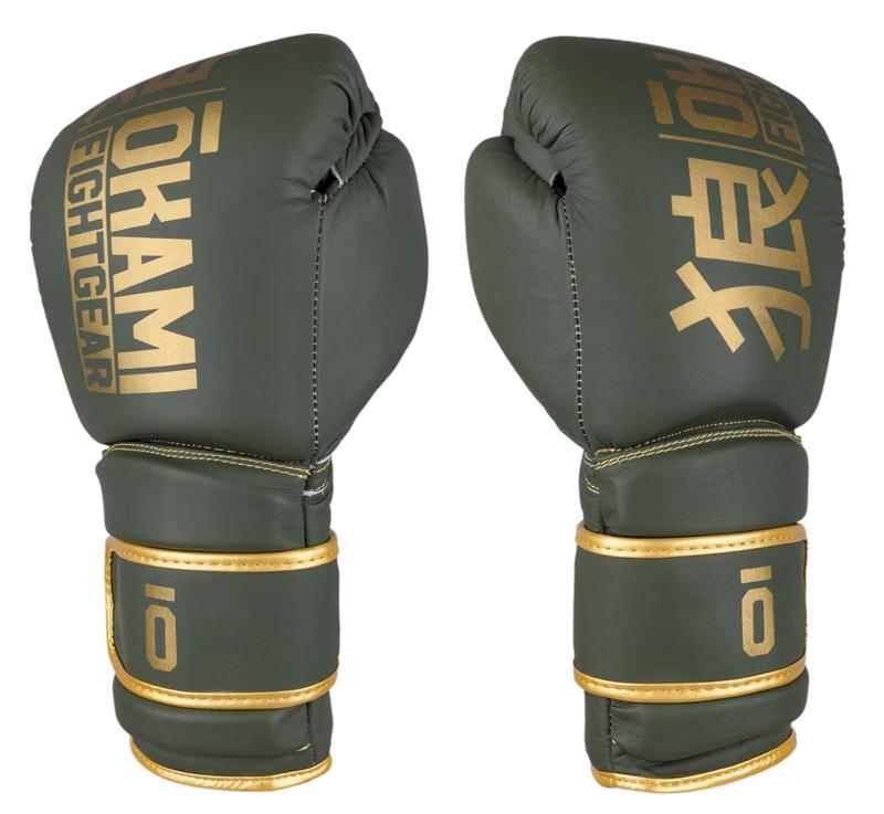 OKAMI competitor v2 BOXING GLOVES -olive/gold