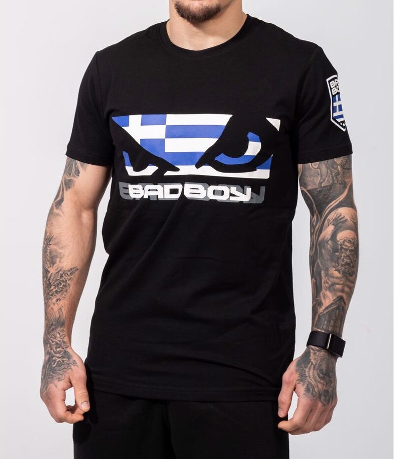 BAD BOY greek flag t-shirt - black