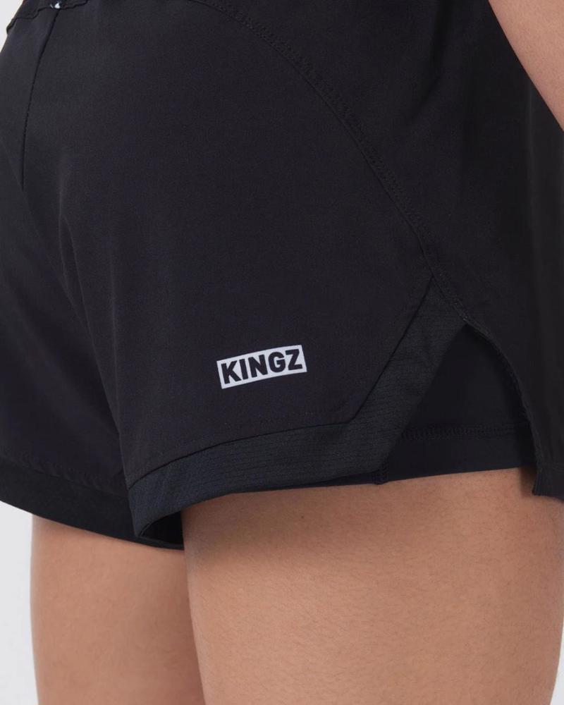 Kingz HYBRID GNAIKEIO grappling shorts -black